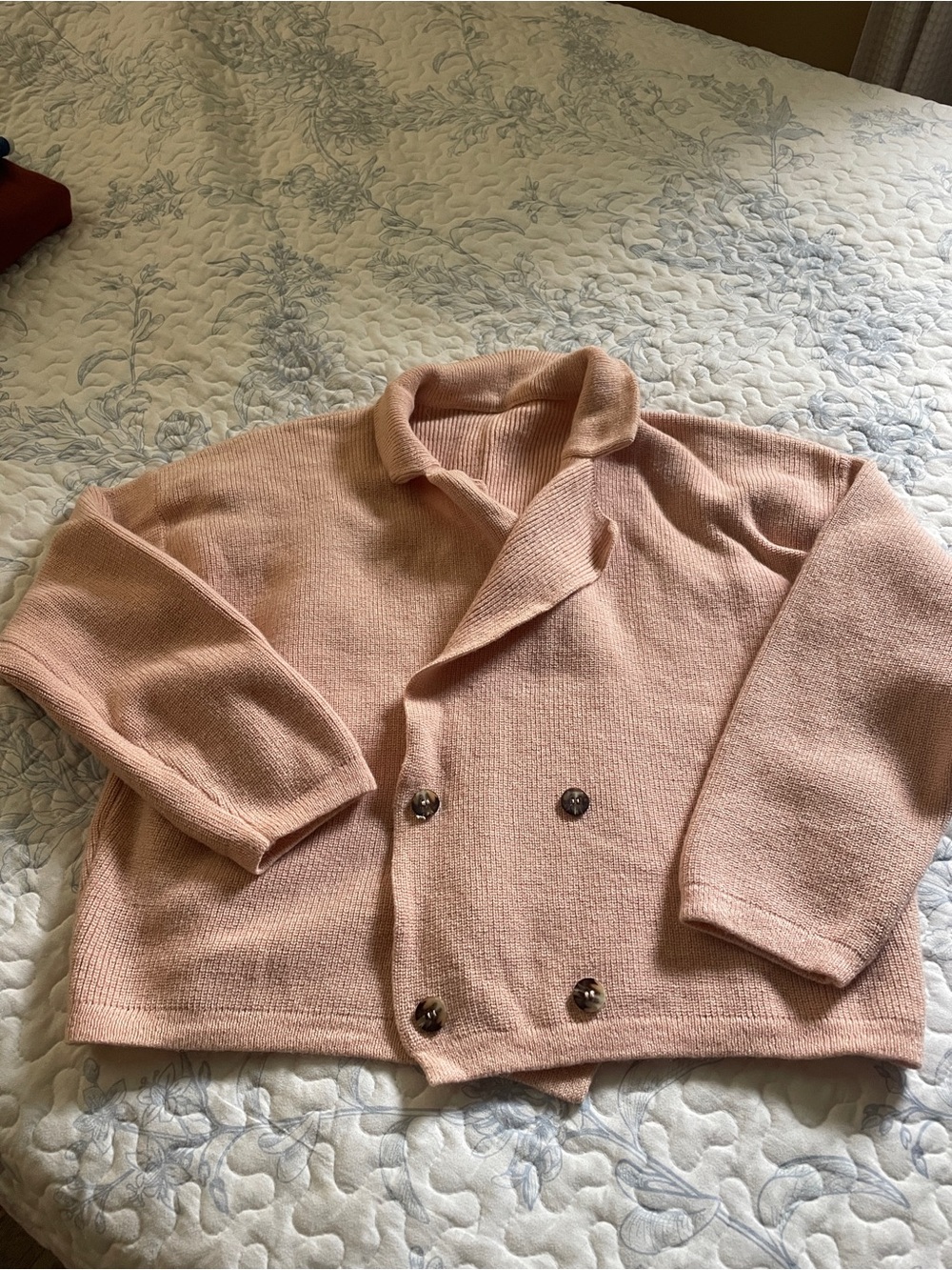 Blush double breasted cropped cardigan